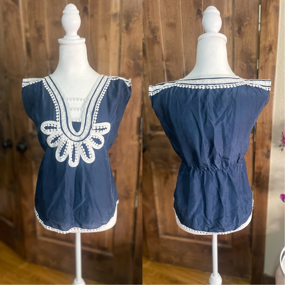 Blue and white Tunic Blouse XS